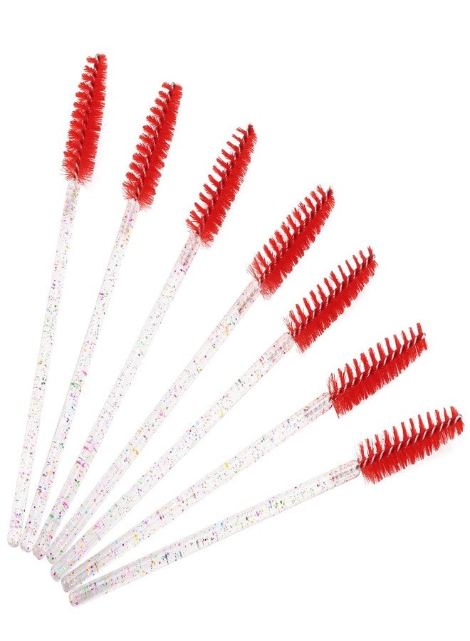 BTYMS 100 Pieces Disposable Mascara Wands Lash Spoolies Eyelash Brush Brow Spoolies Eyebrow Brush for Eyelash Extensions - Red - Image 3